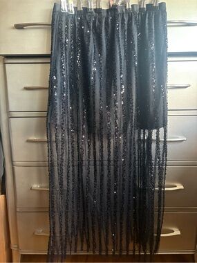 Black Striped Sequin Maxi Skirt